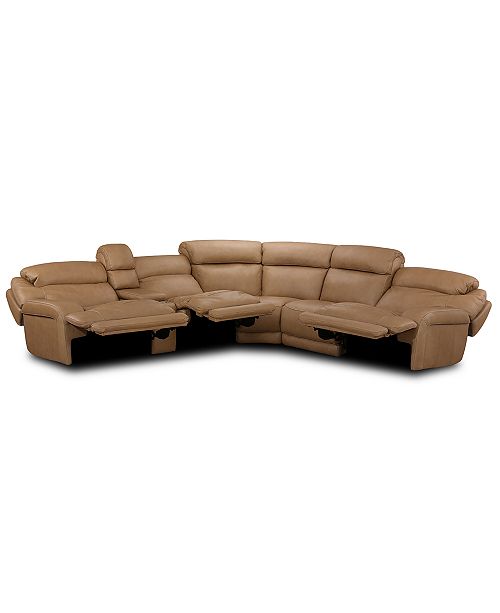 Furniture Daventry 6 Pc Leather Sectional Sofa With 3 Power Recliners Power Headrests Console And Usb Power Outlet Reviews Furniture Macy S