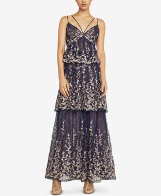 bcbg embroidered gown
