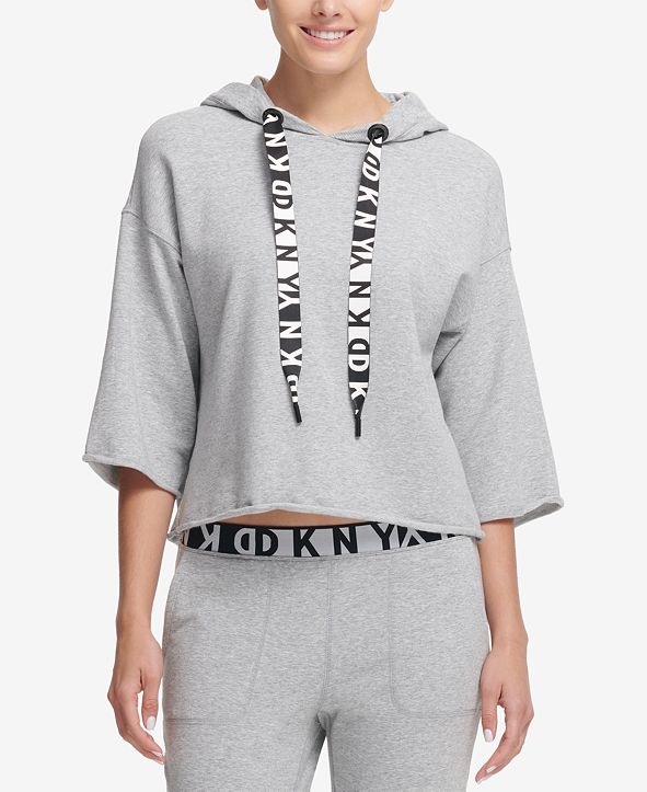 DKNY Sport Cropped Fleece Logo Hoodie, Created for Macy's & Reviews ...