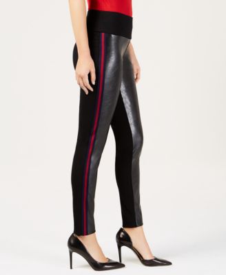 faux leather front pants