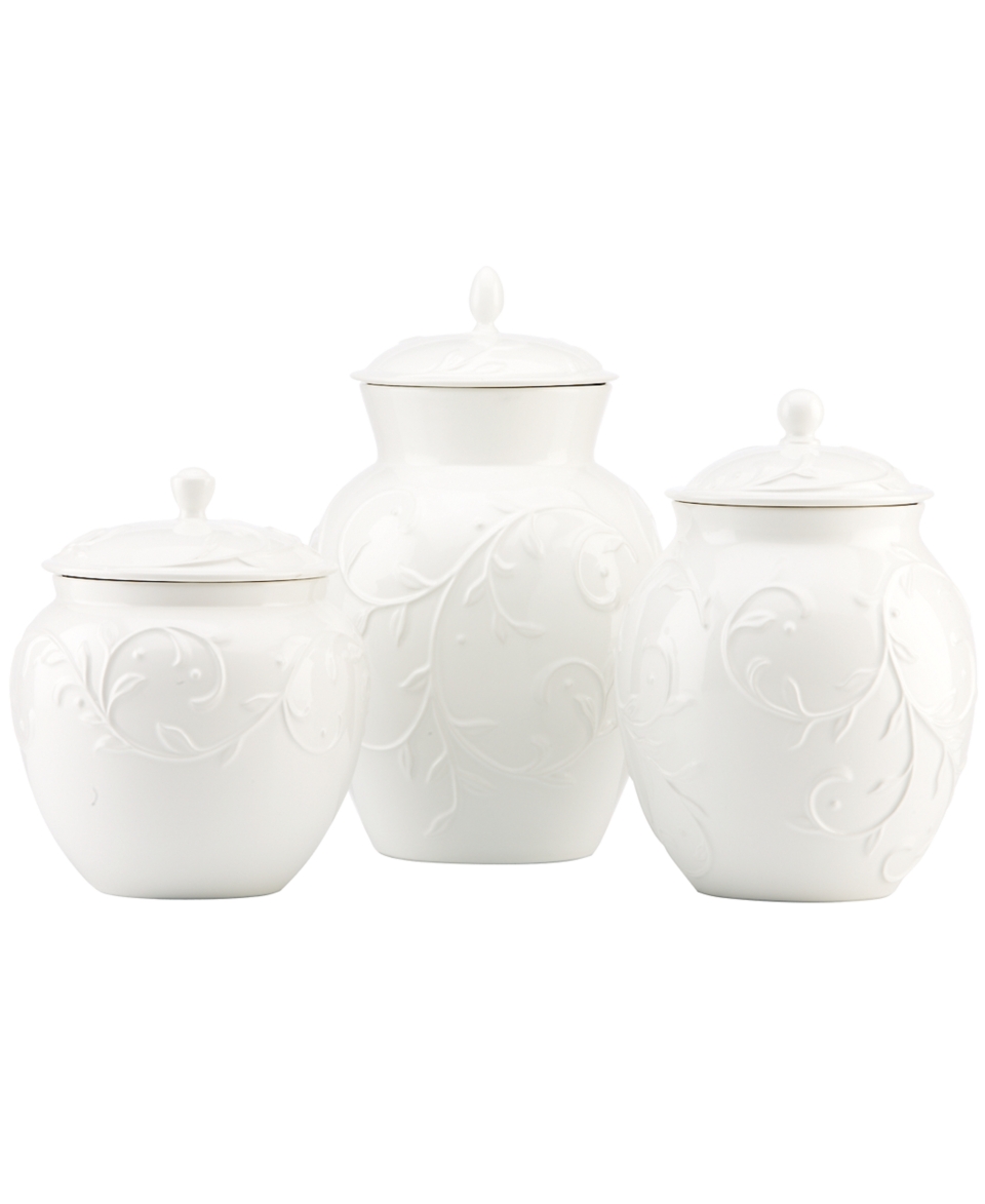 Lenox Canisters, Set of 3 Opal Innocence Carved   Serveware   Dining