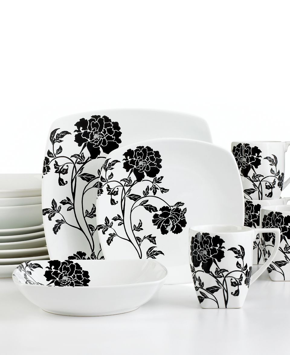 222 Fifth Dinnerware, Dancing Blooms 16 Piece Set