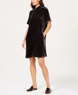 eileen fisher black velvet dress