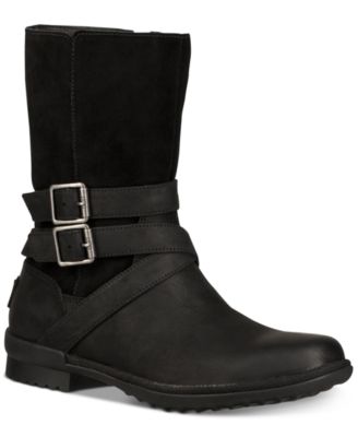 macy's black leather womens boots
