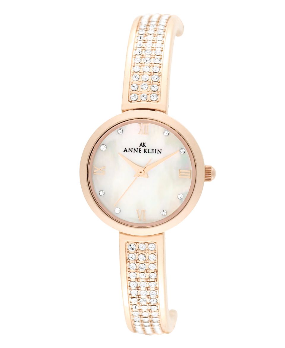 Anne Klein Watch, Womens Rose Gold Tone and Crystal Bangle Bracelet