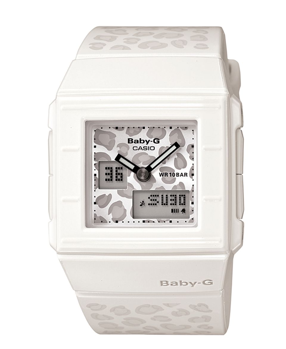 Baby G Watch, Womens Analog Digital White Leopard Resin Strap