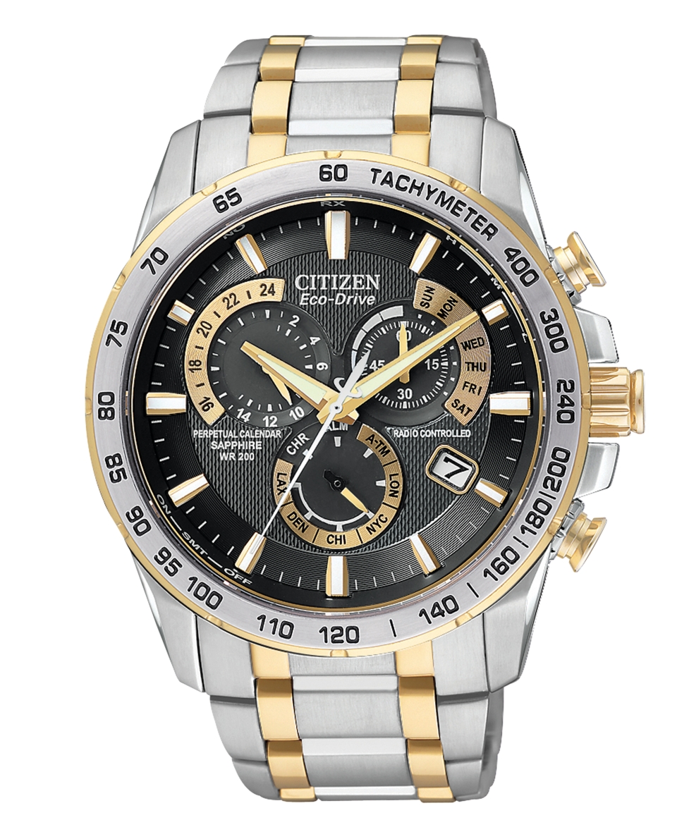 Citizen Watch, Mens Chronograph Eco Drive Two Tone Stainless Steel