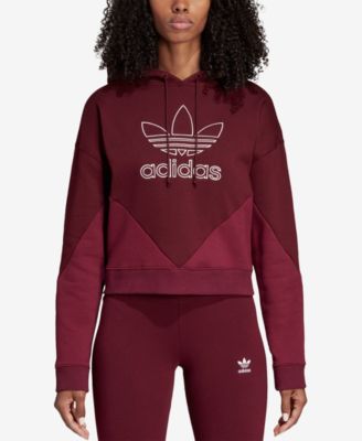 adidas cropped hoodie maroon