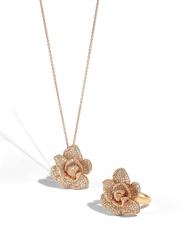 EFFY Collection Pavé Rose by EFFY® Diamond Flower Pendant Necklace in