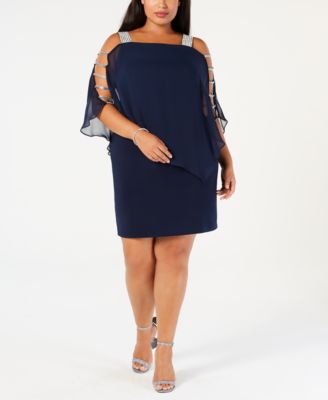 navy blue chiffon overlay dress
