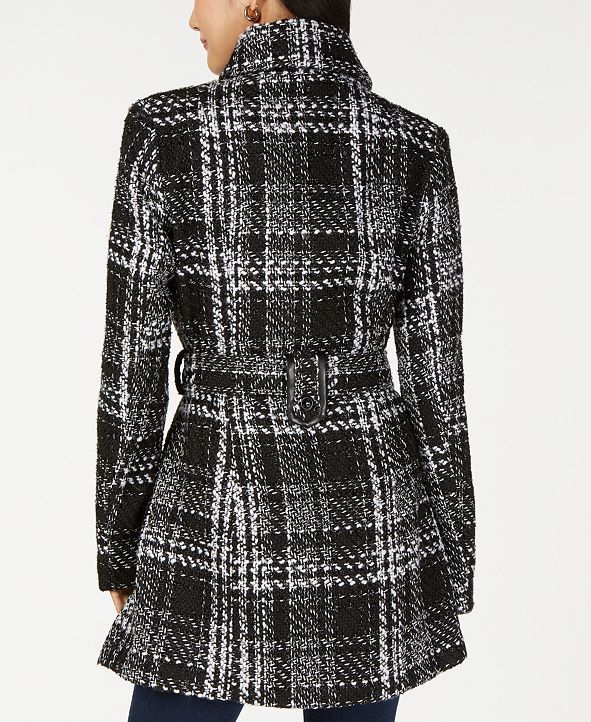 BCX Juniors' Plaid FauxLeather Trim Jacket & Reviews Coats Juniors