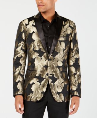 gold floral blazer