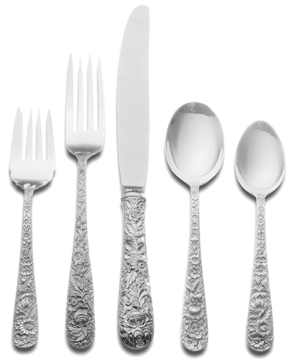 Kirk Stieff Sterling Silver Flatware, Repousse 66 Piece Set