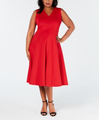 calvin klein plus size red dress