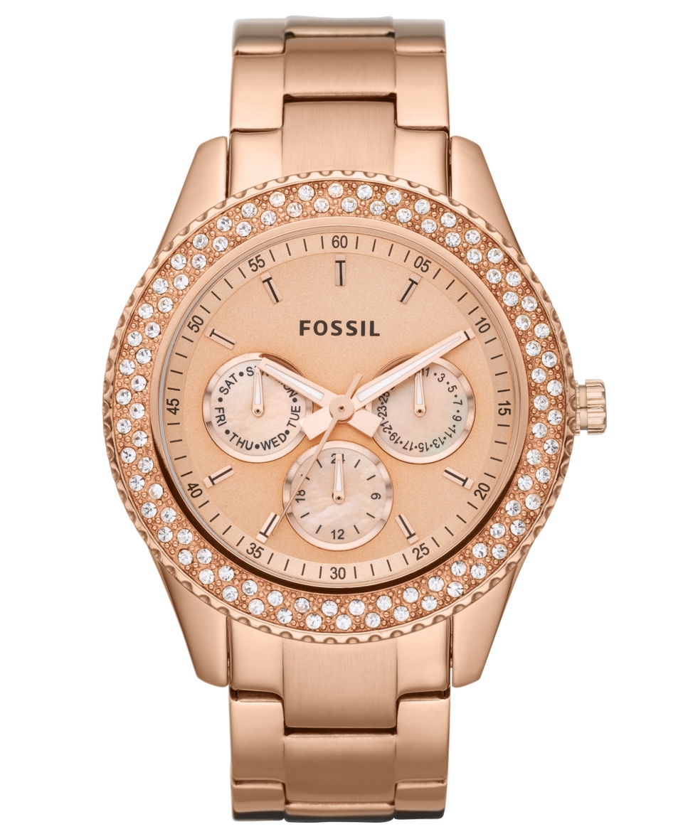 Fossil Watch, Womens Chronograph Stella Glitz Rose Gold Ion Plated