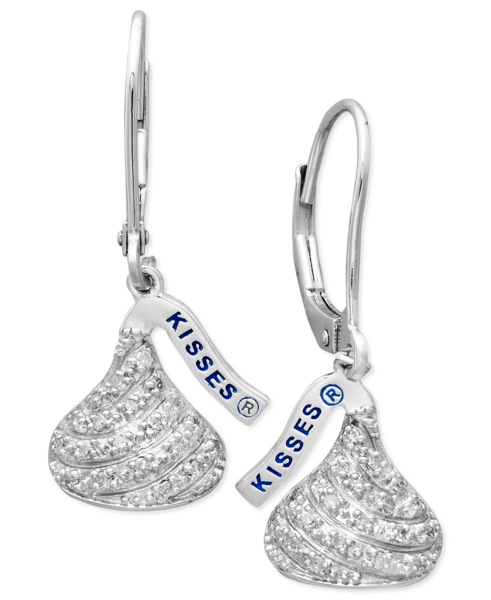 Sterling Silver Hersheys Kiss Earrings, Diamond Drop Earrings (1/6 ct. t.w.)   Earrings   Jewelry & Watches