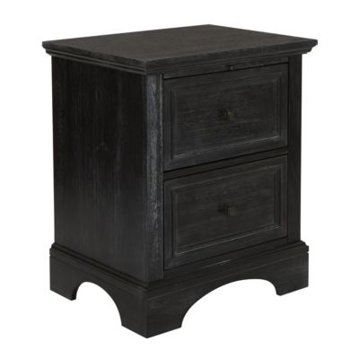 OSP Home Furnitures Modern Mission Прикроватная тумбочка с 2 ящиками и подносом черного цвета