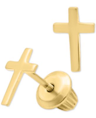 gold cross earrings for child