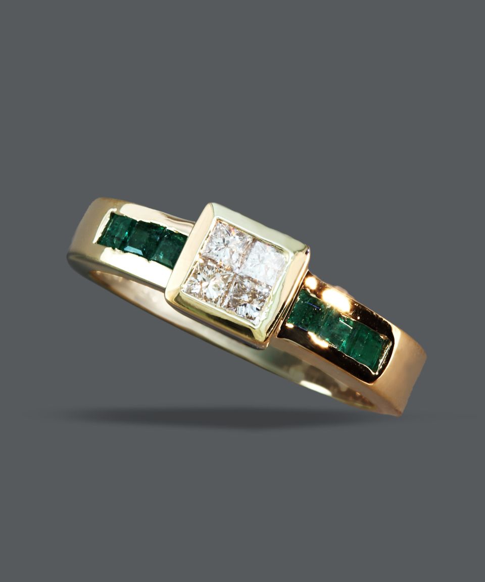 Effy Collection 14k Gold Ring, Emerald (3/8 ct. t.w.) and Diamond (1/4