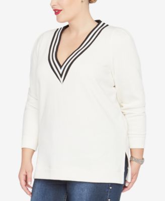 plus size v neck sweatshirt