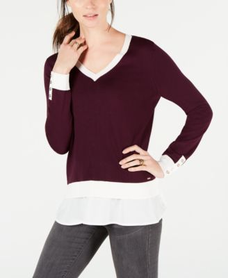 tommy hilfiger layered look sweater