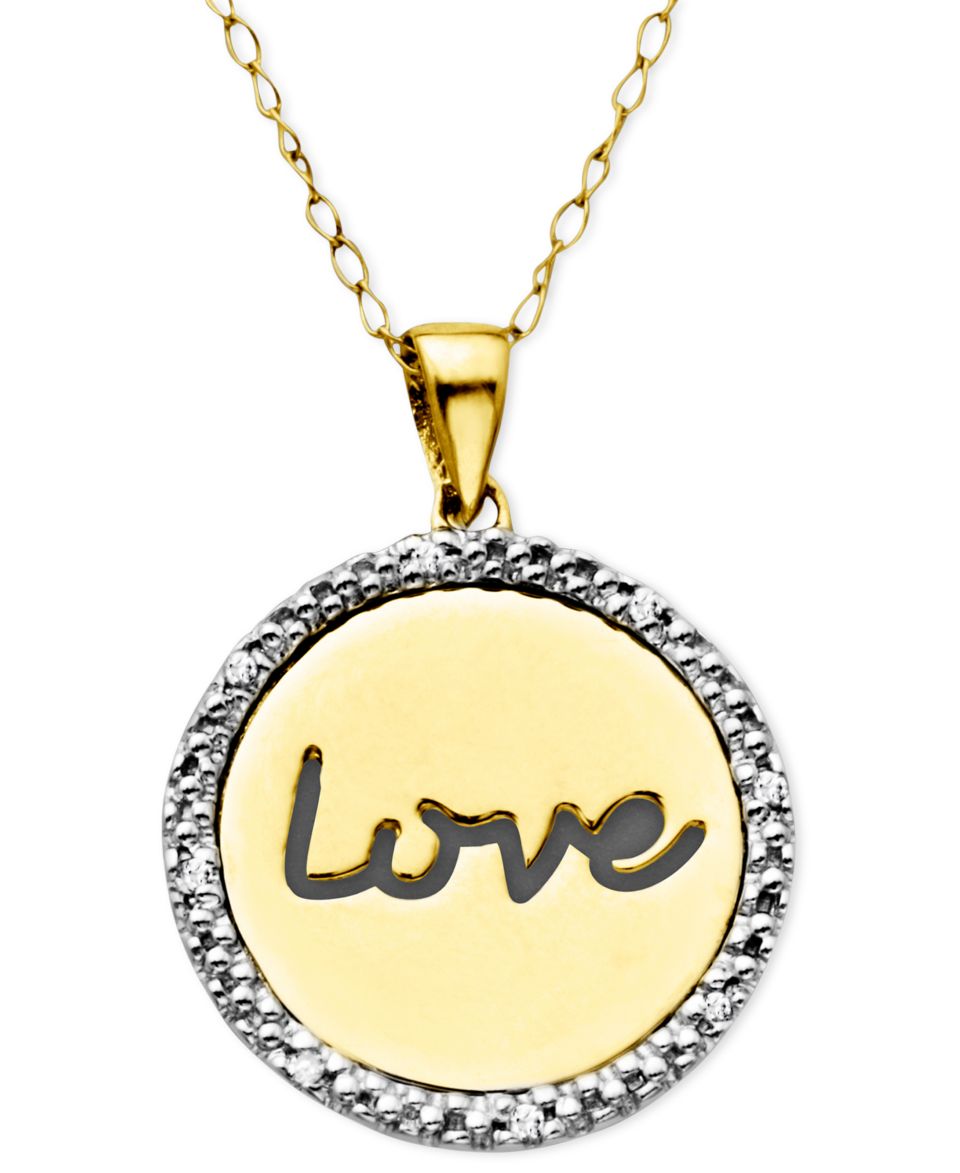 14k Gold Necklace, Diamond Accent Love Circle Pendant   Necklaces   Jewelry & Watches