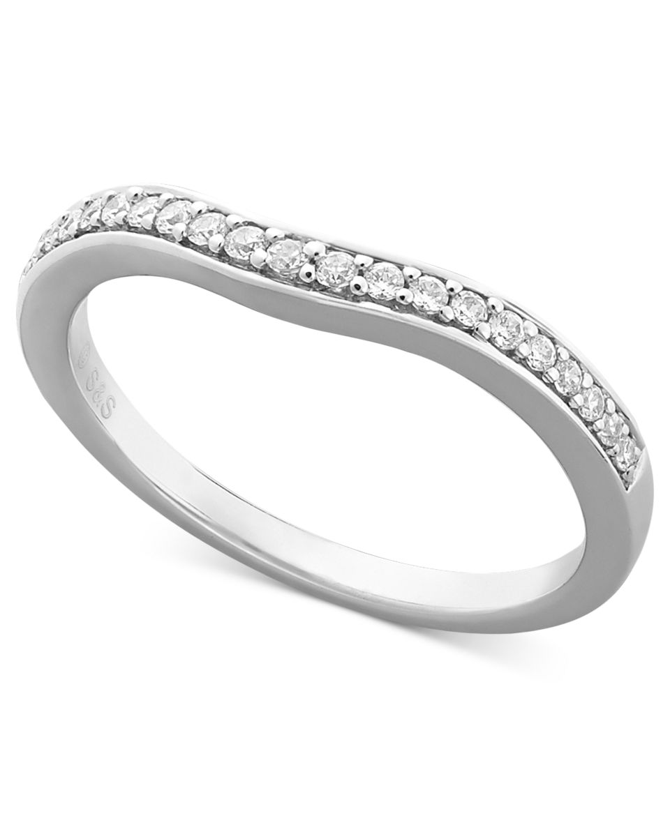 Diamond Ring, 14k White Gold Diamond Contour Band (1/6 ct. t.w.)