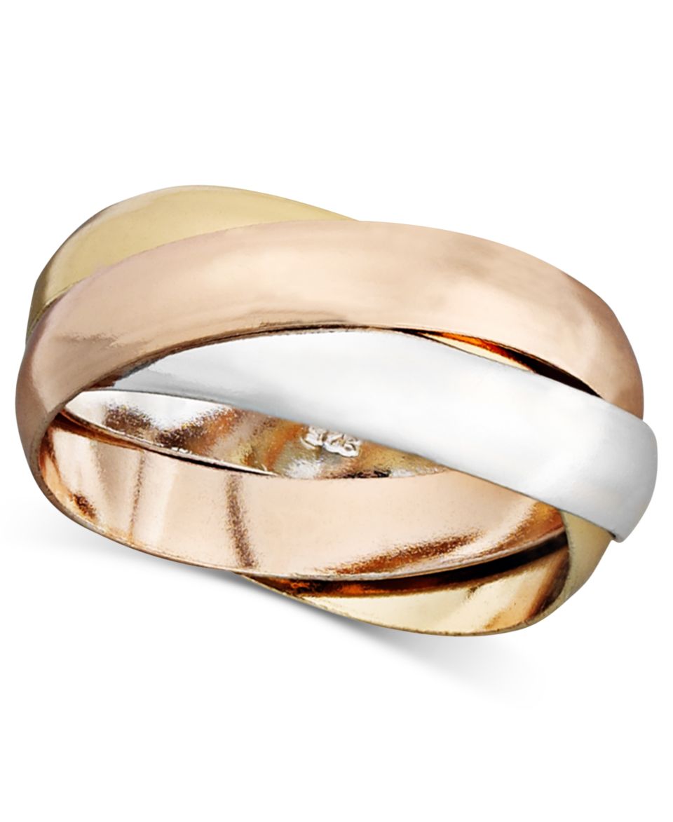 Giani Bernini Tri Tone Ring, Sterling Silver, 24k Gold over Sterling