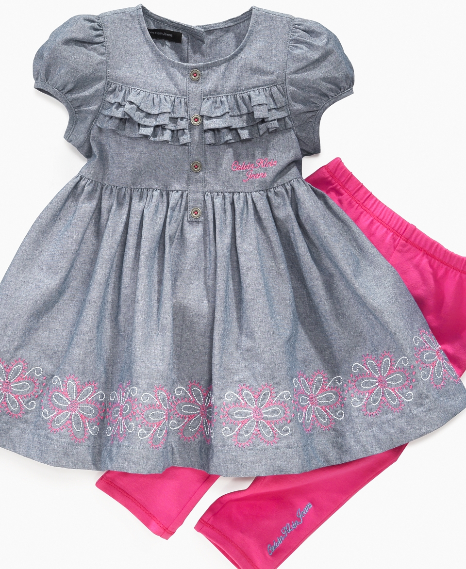 Calvin Klein Jeans Kids Set, Little Girls Chambray Top and Leggings