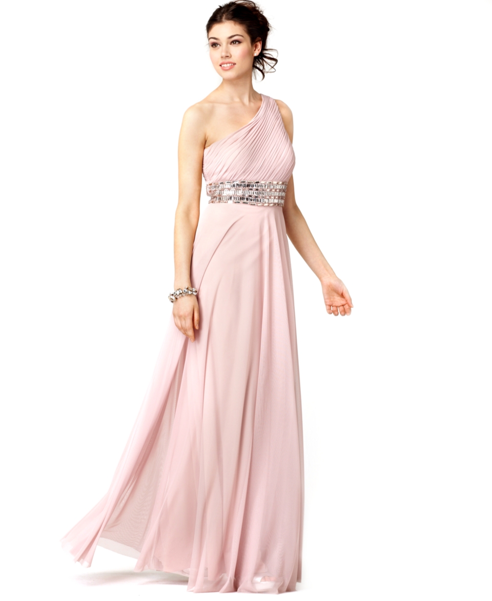 JS Collections Dress, Sleeveless One Shoulder Beaded Empire Waist