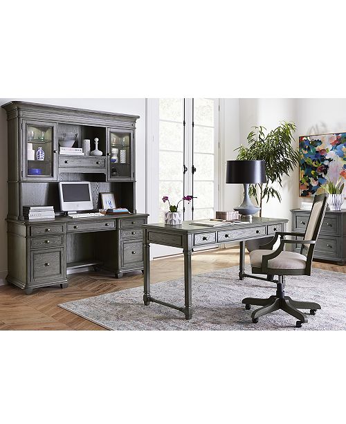 Furniture Sloane Home Office 5 Pc Set Writing Desk Credenza Hutch Lateral File Cabinet Upholstered Desk Chair Reviews Furniture Macy S