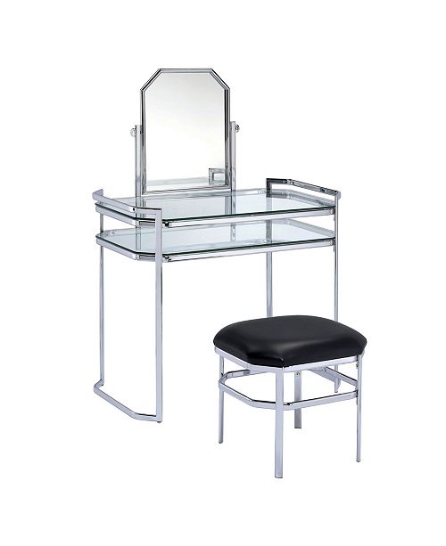 Furniture Of America Ron Chrome Vanity With Stool Reviews Furniture Macy S