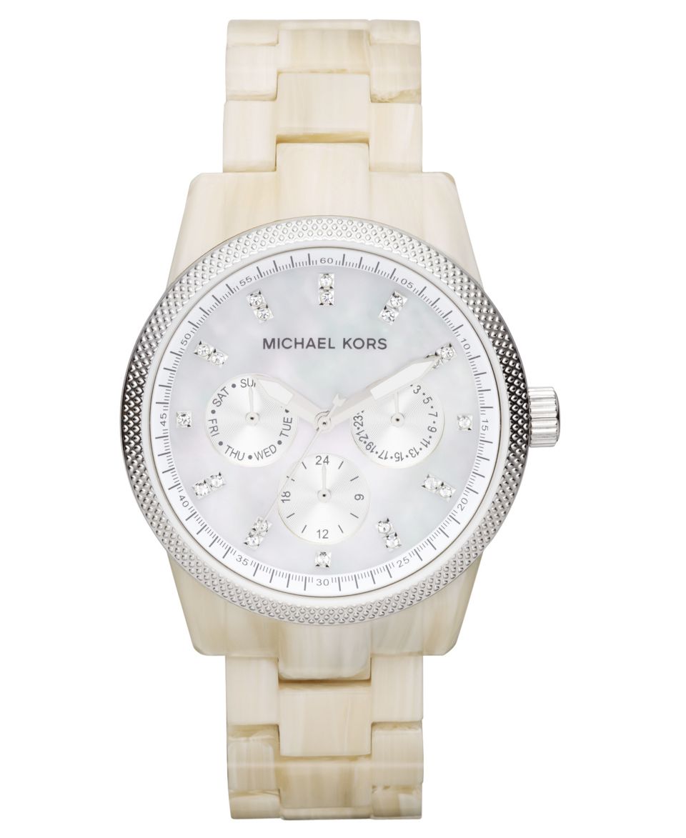 Michael Kors Womens Chronograph Ritz White Horn Acetate Bracelet Watch 37mm MK5625   First @   Watches   Jewelry & Watches