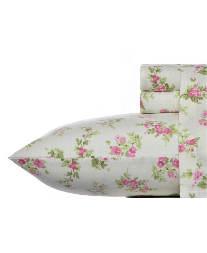 Laura Ashley Audrey Medium Pink Queen Flannel Sheet Set Reviews Sheets Pillowcases Bed Bath Macy S