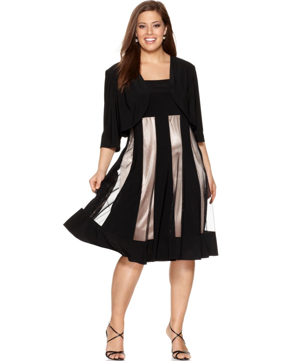 Richards Dress and Jacket, Sleeveless Striped Glitter A Line