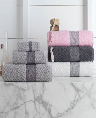 pink and grey bath towels