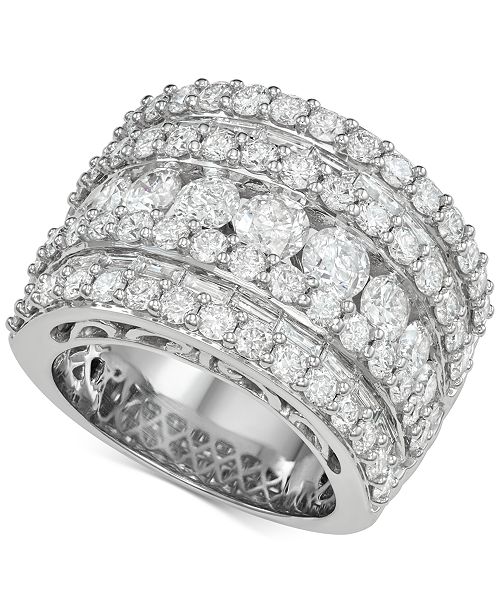Macy S Diamond Five Row Band 5 Ct T W In 14k White Gold Reviews Rings Jewelry Watches Macy S