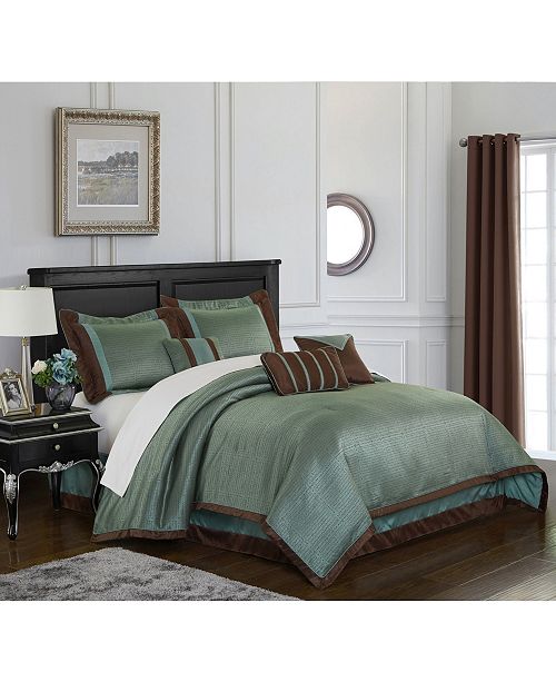 Nanshing Tobey 7 Piece Comforter Set Mineral Blue Brown Queen Reviews Home Macy S