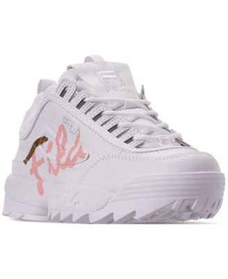 fila white shoes with pink
