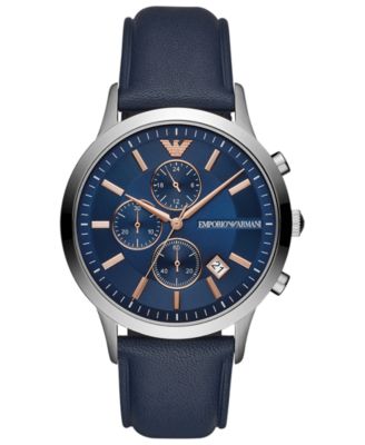 emporio armani blue leather watch