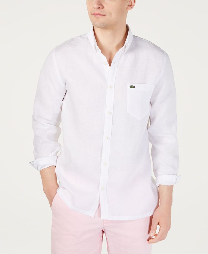 Lacoste Men's Regular Fit Long Sleeve Linen Pocket Shirt & Reviews ...