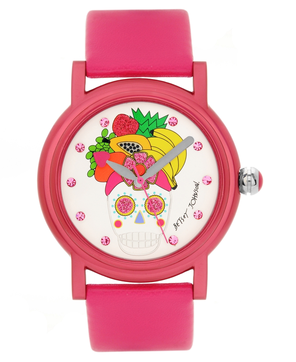 Betsey Johnson Watch, Womens Fuchsia Polyurethane Strap 36mm BJ00174