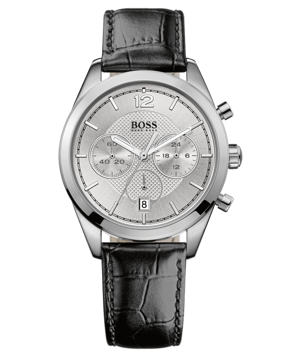 Hugo Boss Watch, Mens Chronograph Black Leather Strap 40mm 1512745