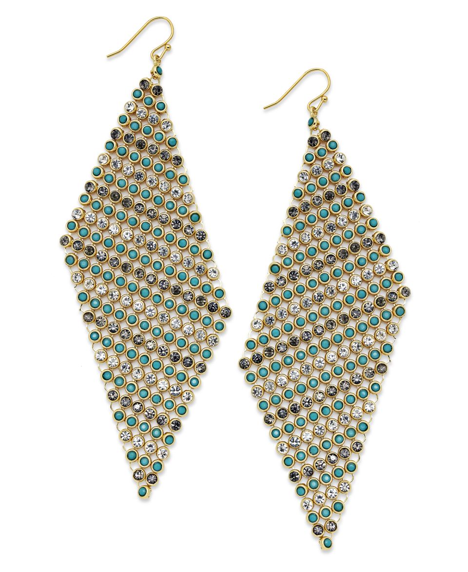 INC International Concepts Earrings, 12k Gold Plated Turquoise Glass