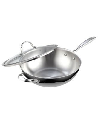 Cooks Standard 12" Multi-Ply Clad Stainless Steel Wok Stir Fry Pan With ...