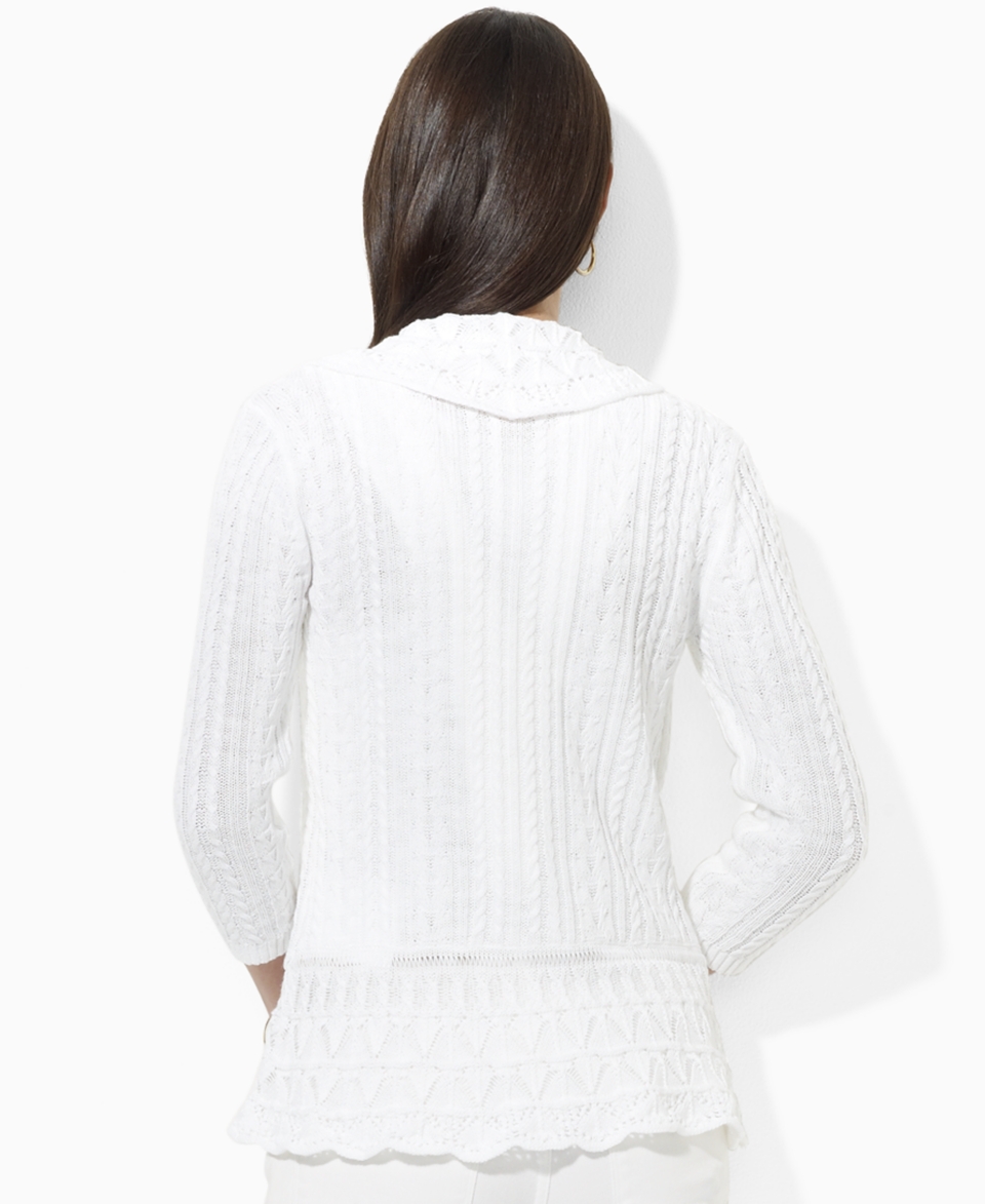 NEW Lauren Jeans Co. Sweater, Velika Cotton Pointelle Shawl Cardigan
