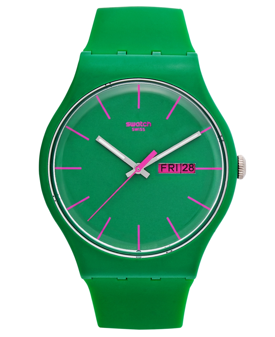 Swatch Watch, Unisex Swiss Green Rebel Green Silicone Strap 41mm