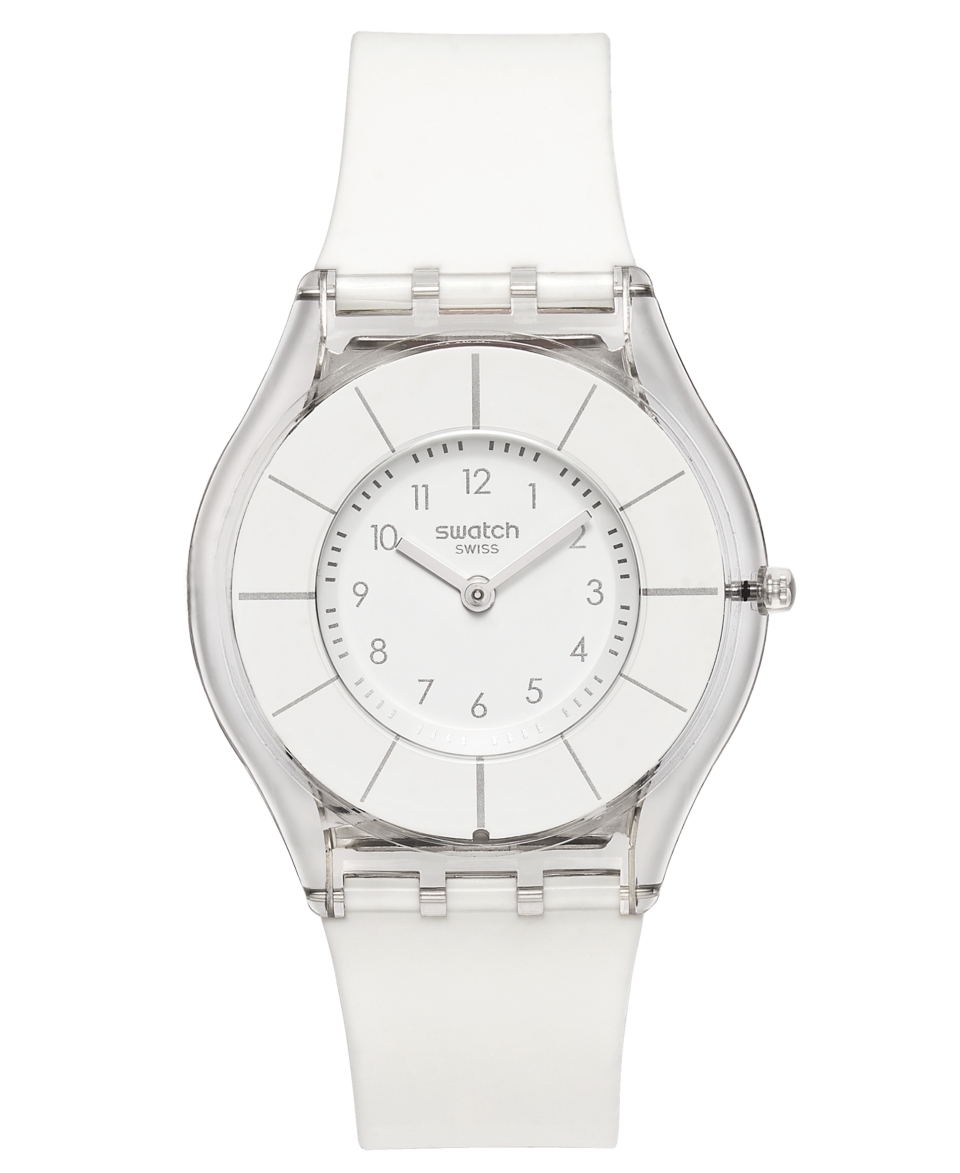 Swatch Watch, Unisex Swiss White Classiness White Silicone Strap 34mm