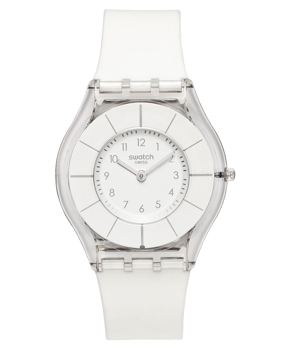 Swatch Watch, Unisex Swiss White Classiness White Silicone Strap 34mm