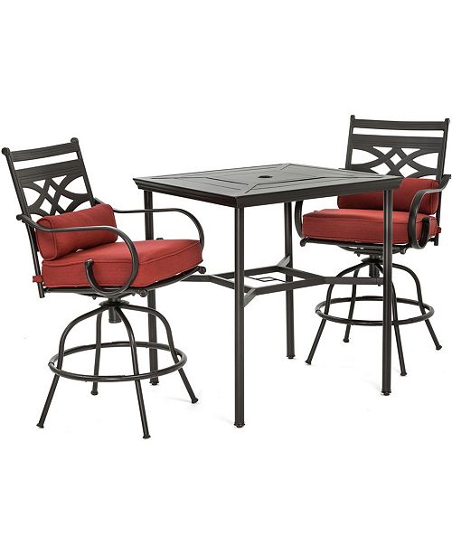 Hanover Montclair 3 Piece High Dining Set With 2 Swivel Chairs And A 33 Square Table 36 2 X 33 X 87 9 Reviews Furniture Macy S